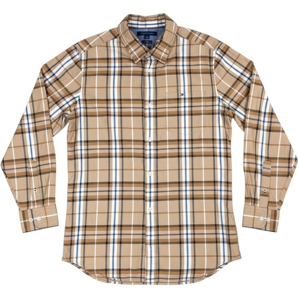 Tommy Hilfiger Other - Tommy Hilfiger Plaid Button Down Shirt Mens Large Brown Slim Fit 78J7391